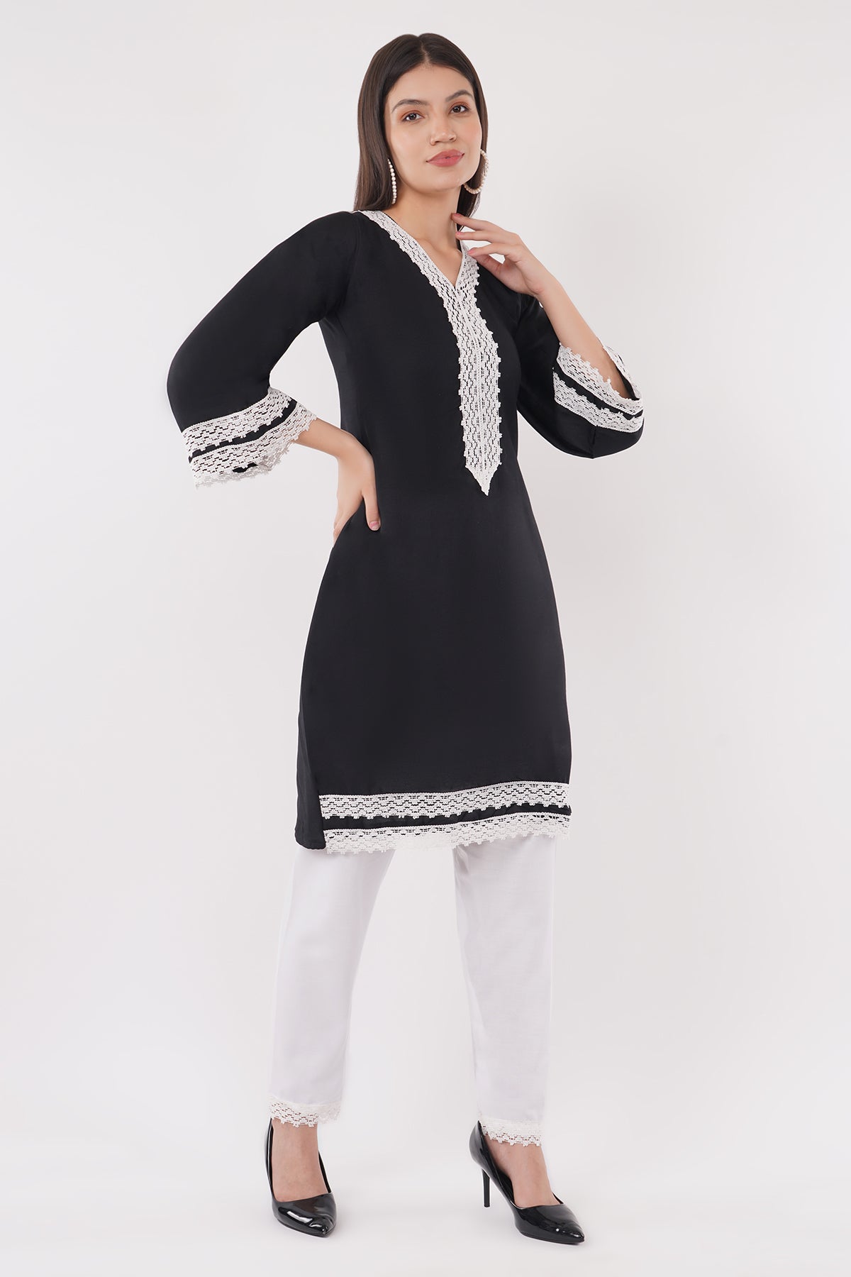 Black Pakistani Style Kurta Set