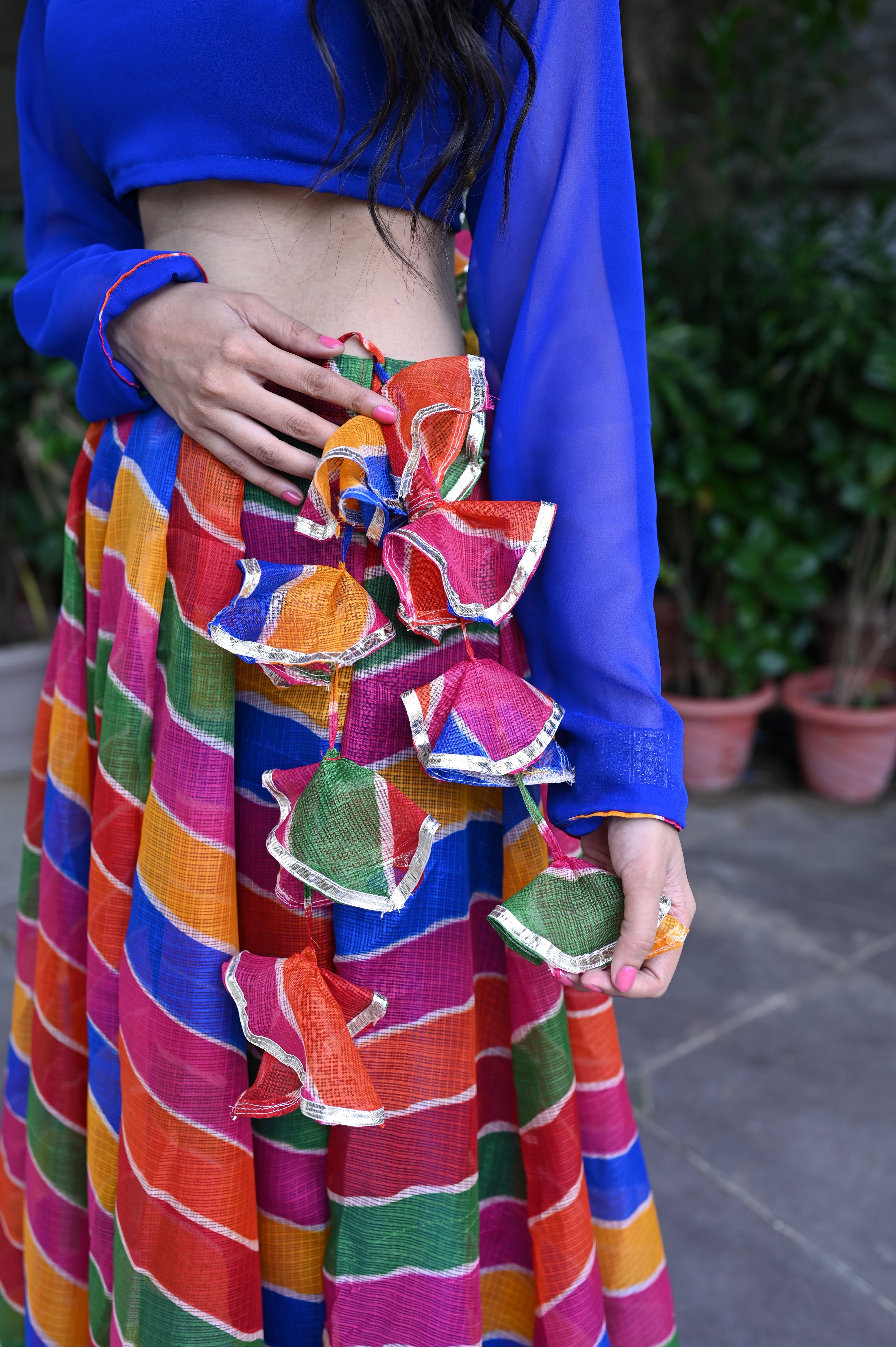 Multicolor Leheriya Kota Doria Lehanga Set