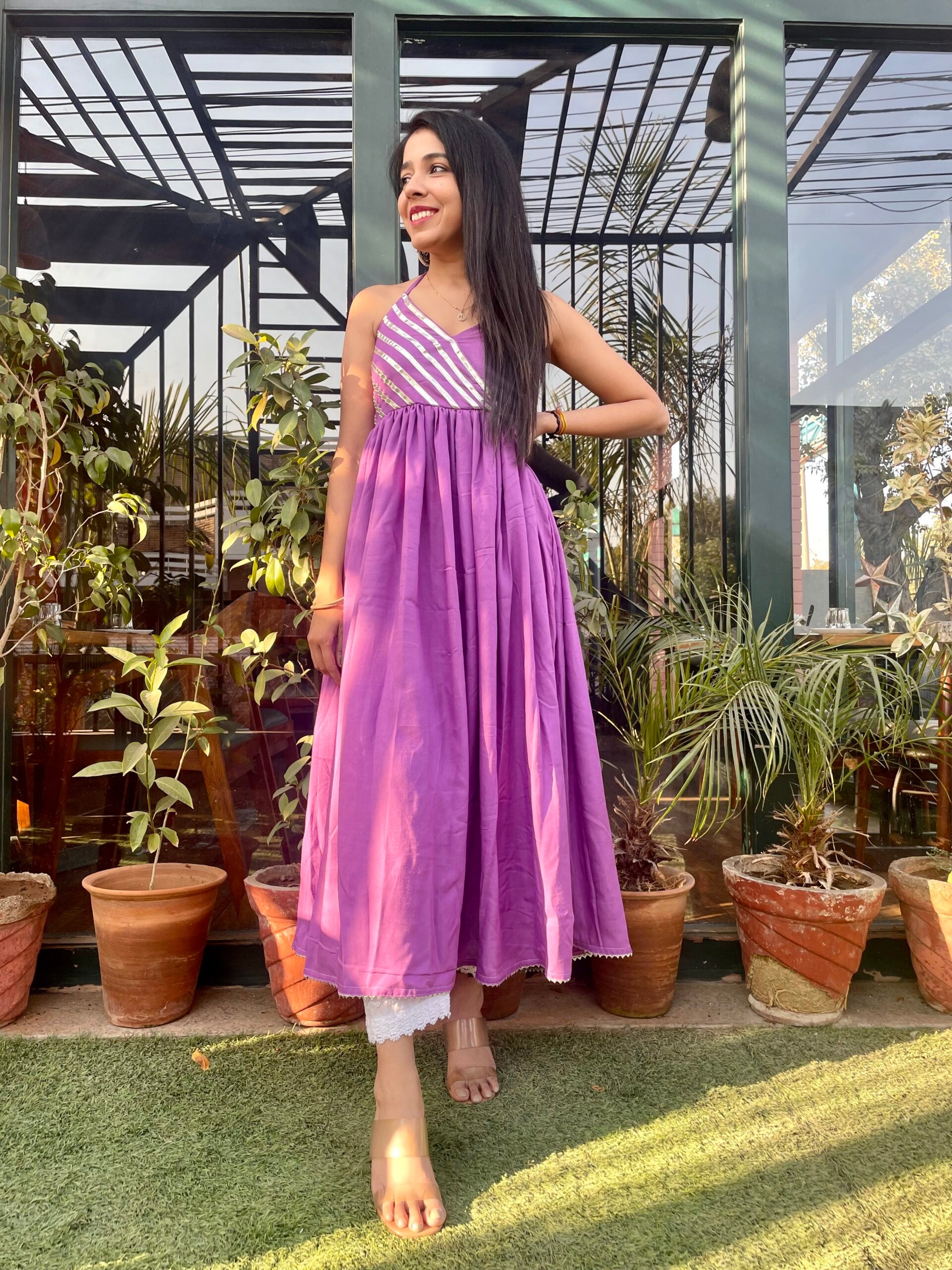 Lavender Gota Patti Kurta Bottom Set