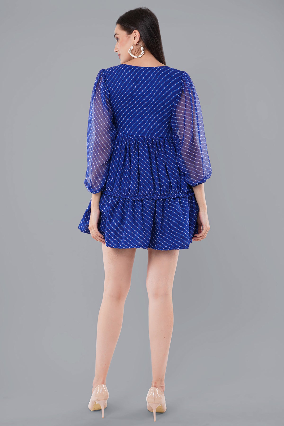 Blue Mini Leheriya Dress