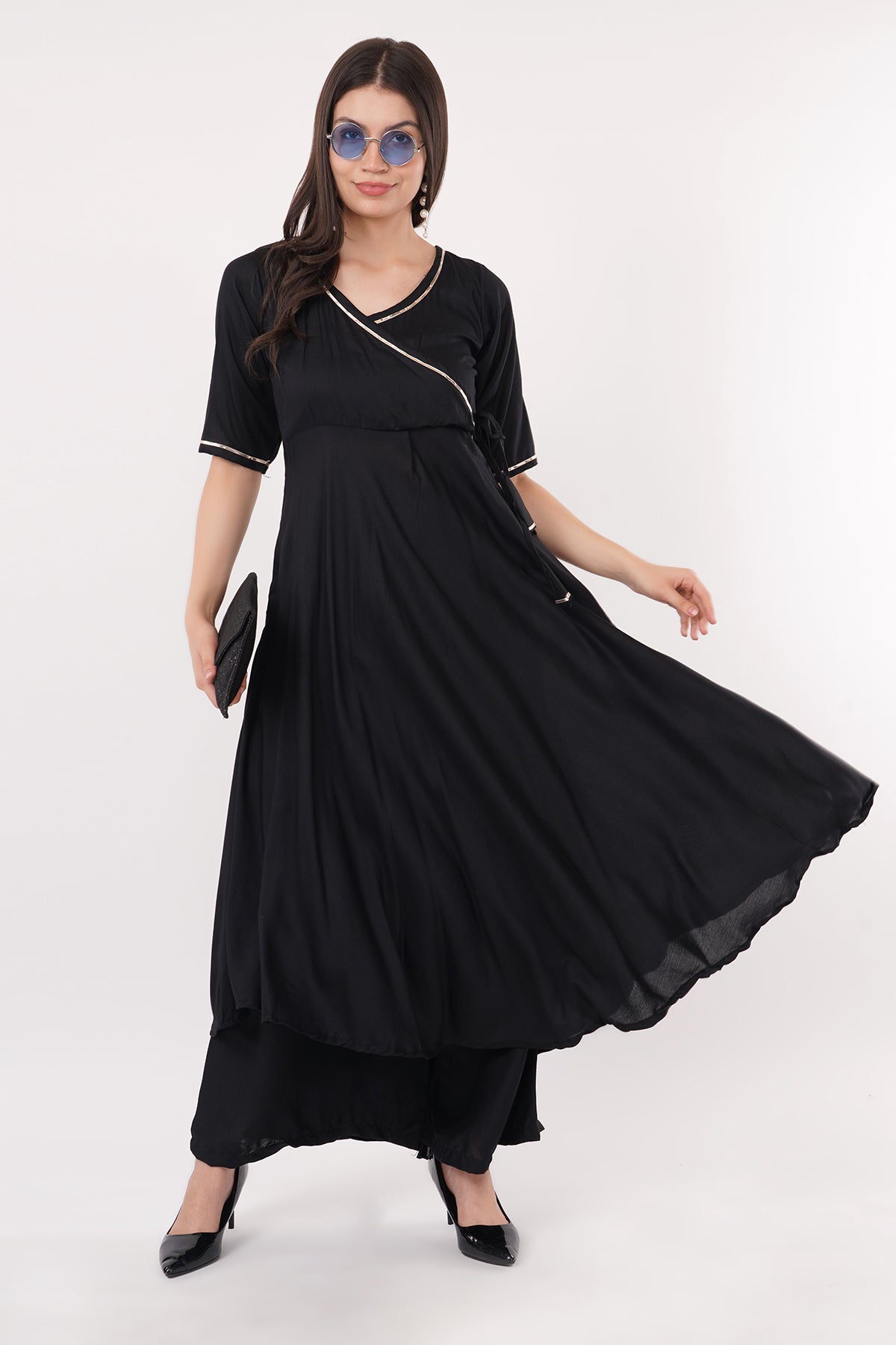 Black Gota Patti Anarkali Set