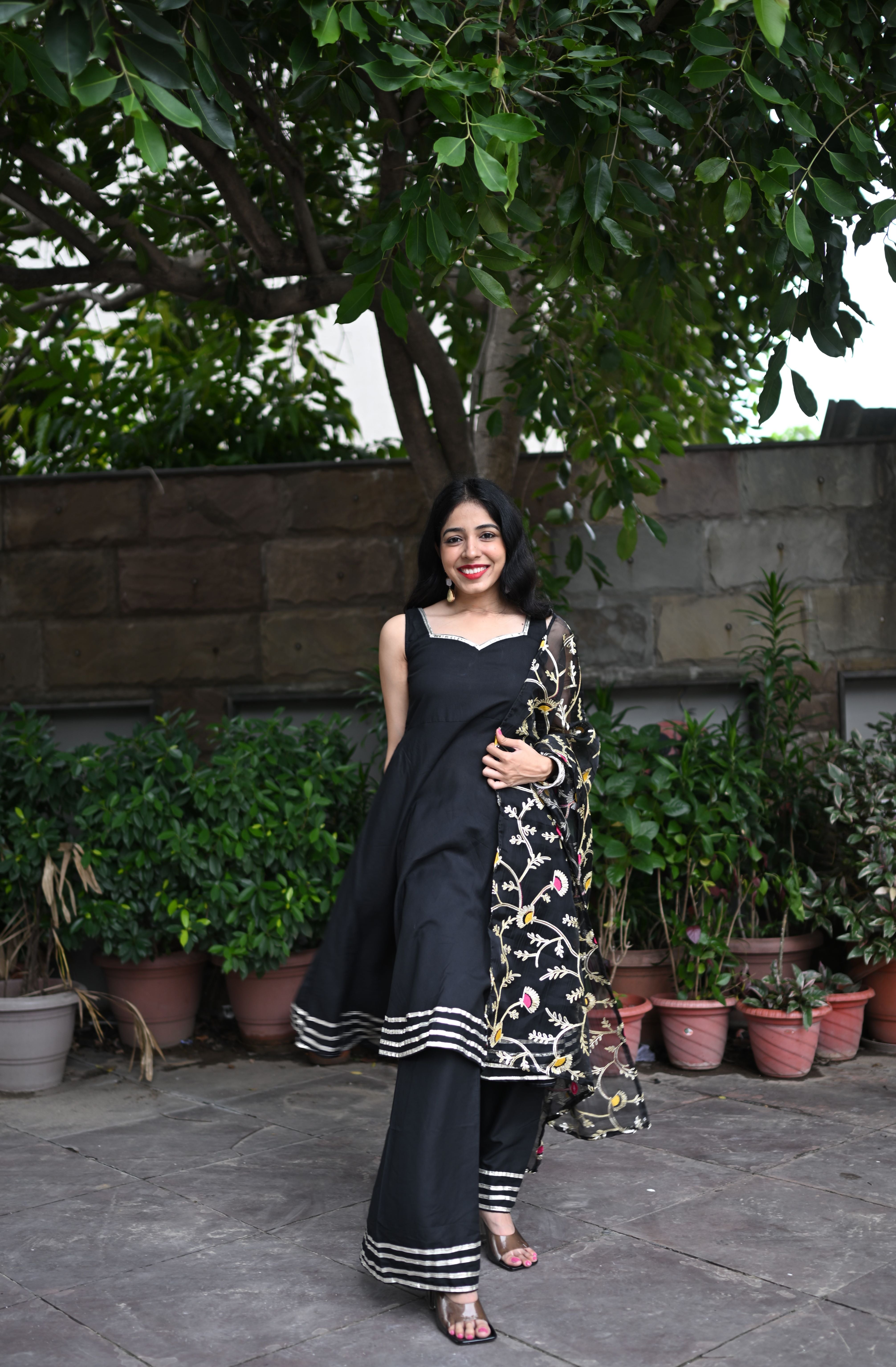 Black Organza Gota Patti Suit Set