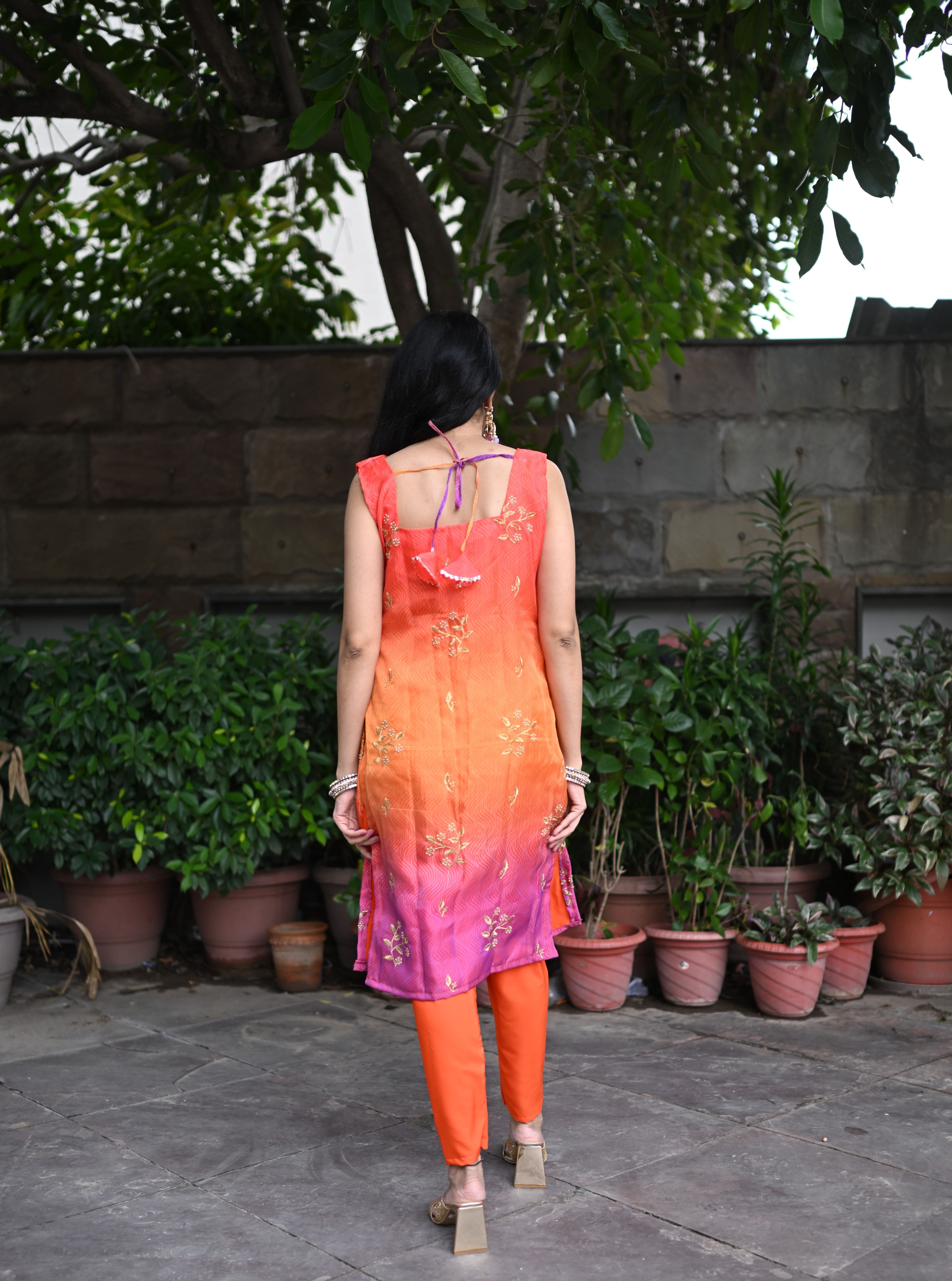 Multicolor Organza Kurta Set