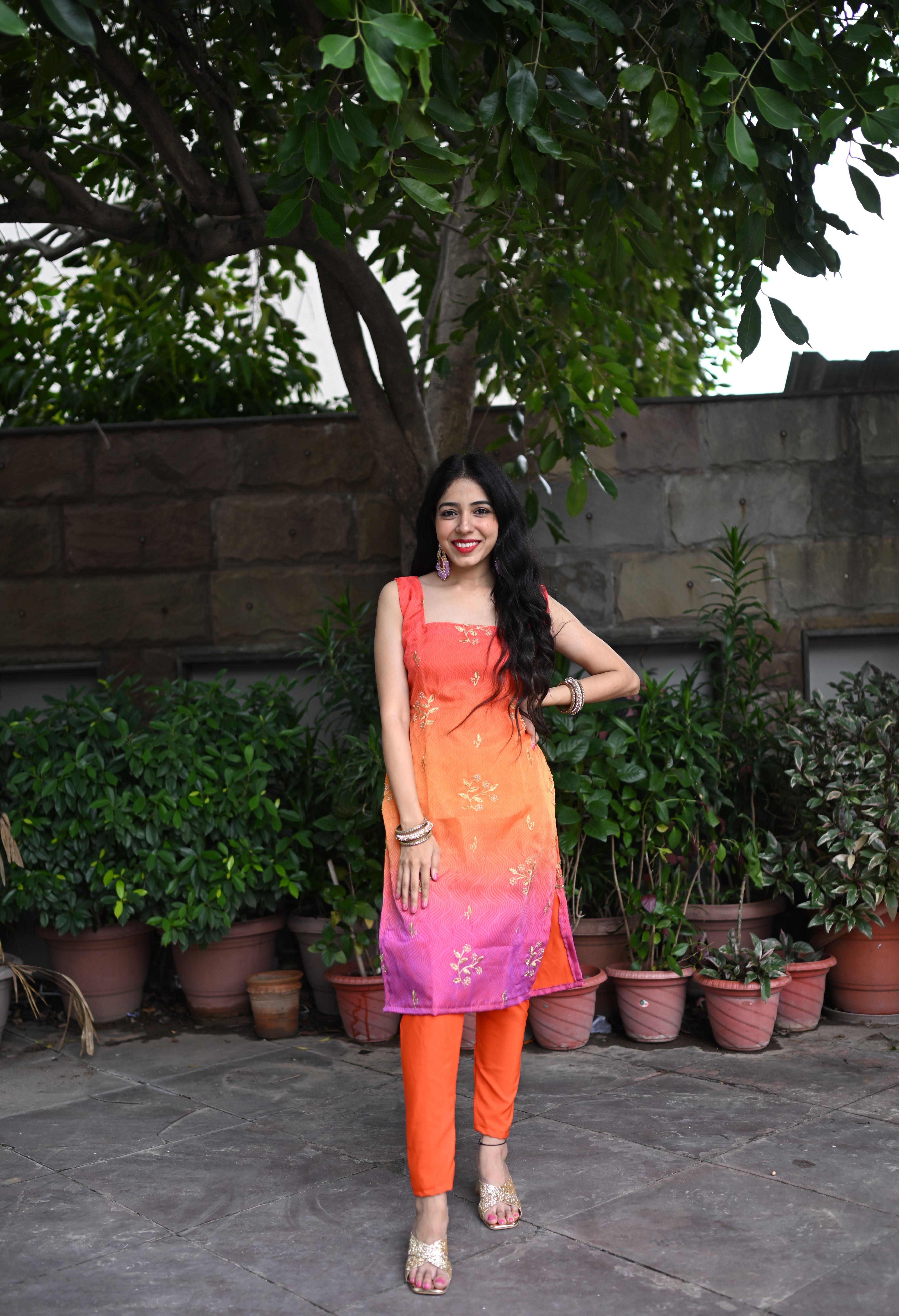 Multicolor Organza Kurta Set