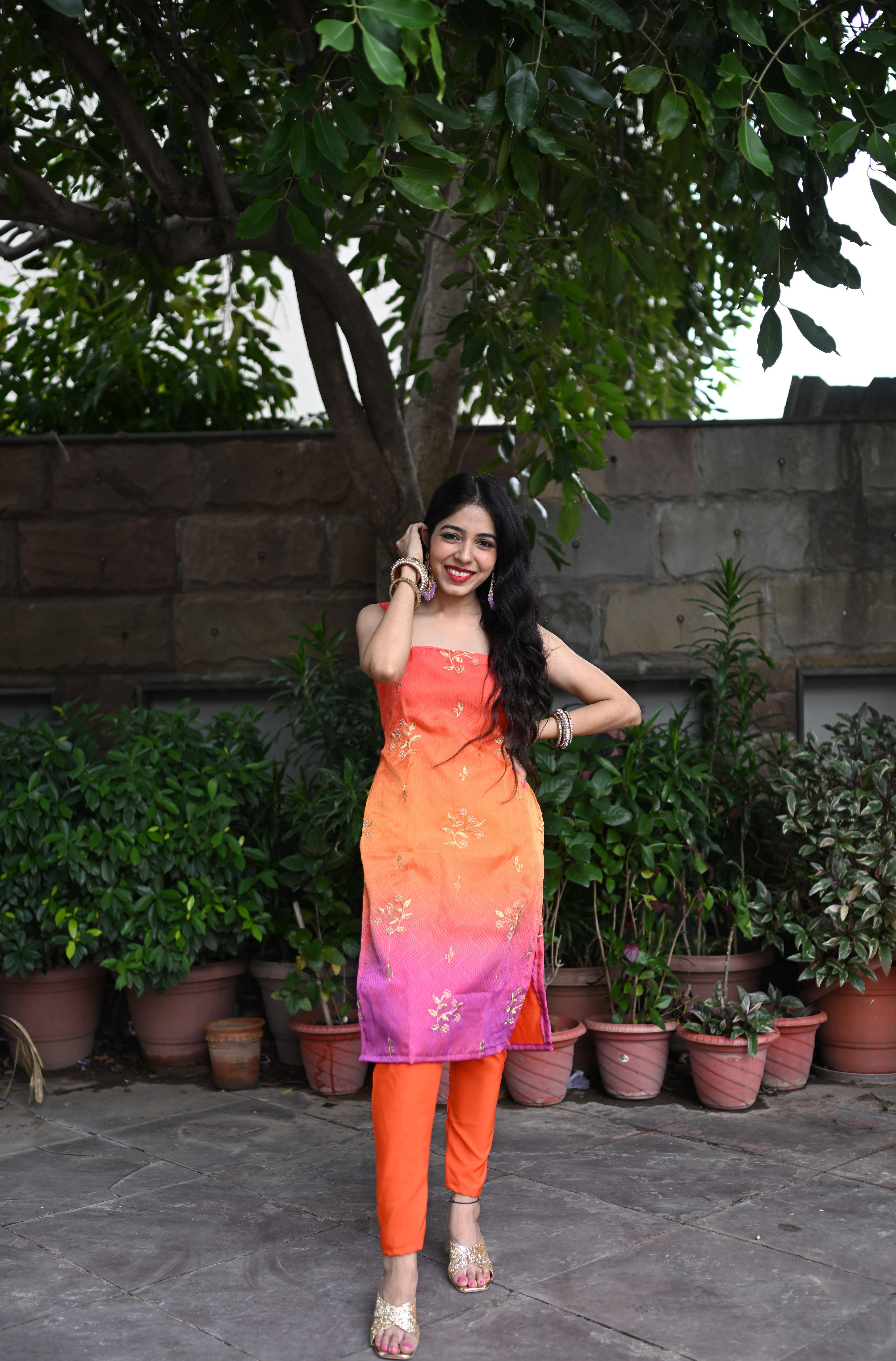 Multicolor Organza Kurta Set