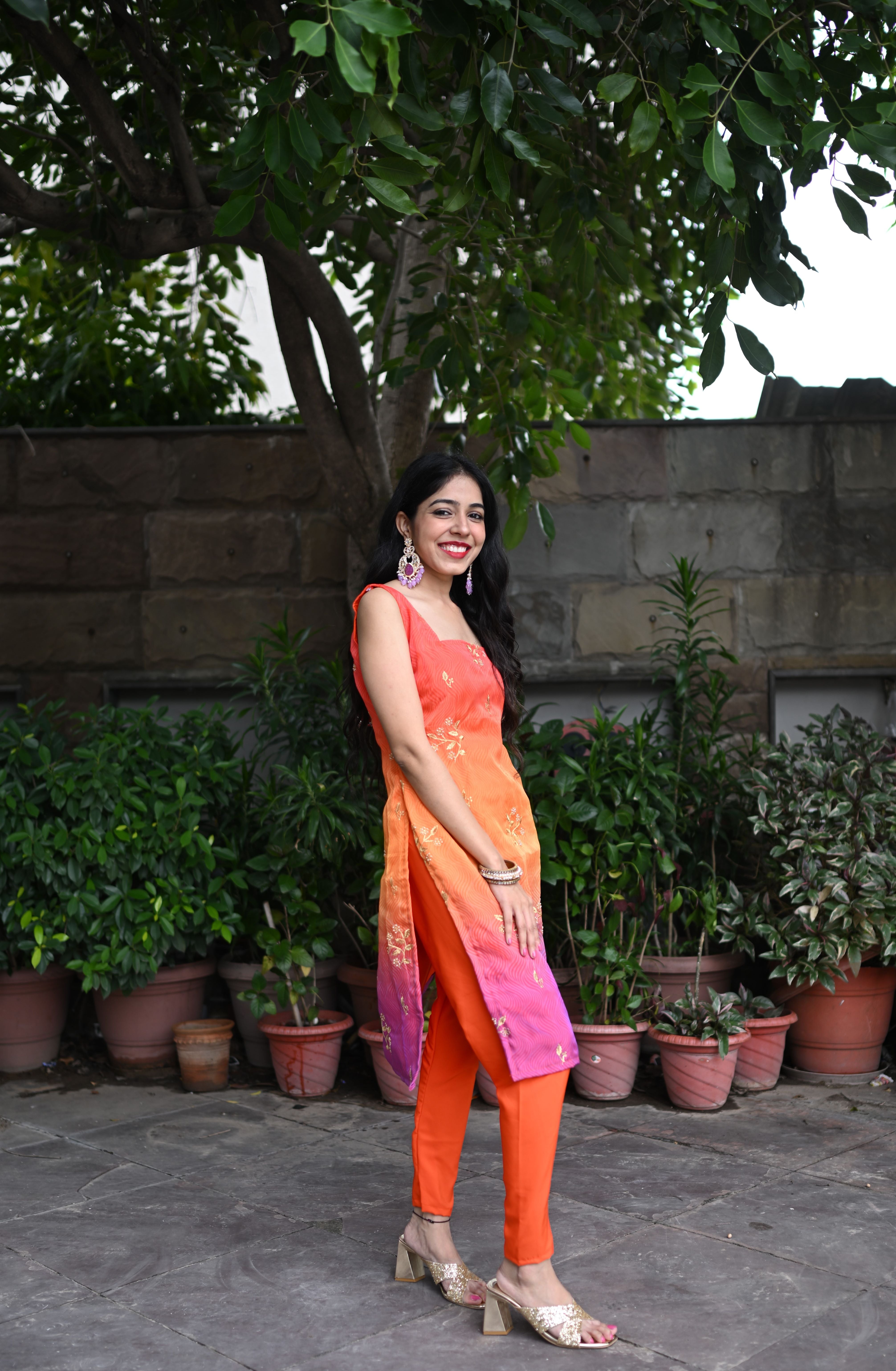 Multicolor Organza Kurta Set