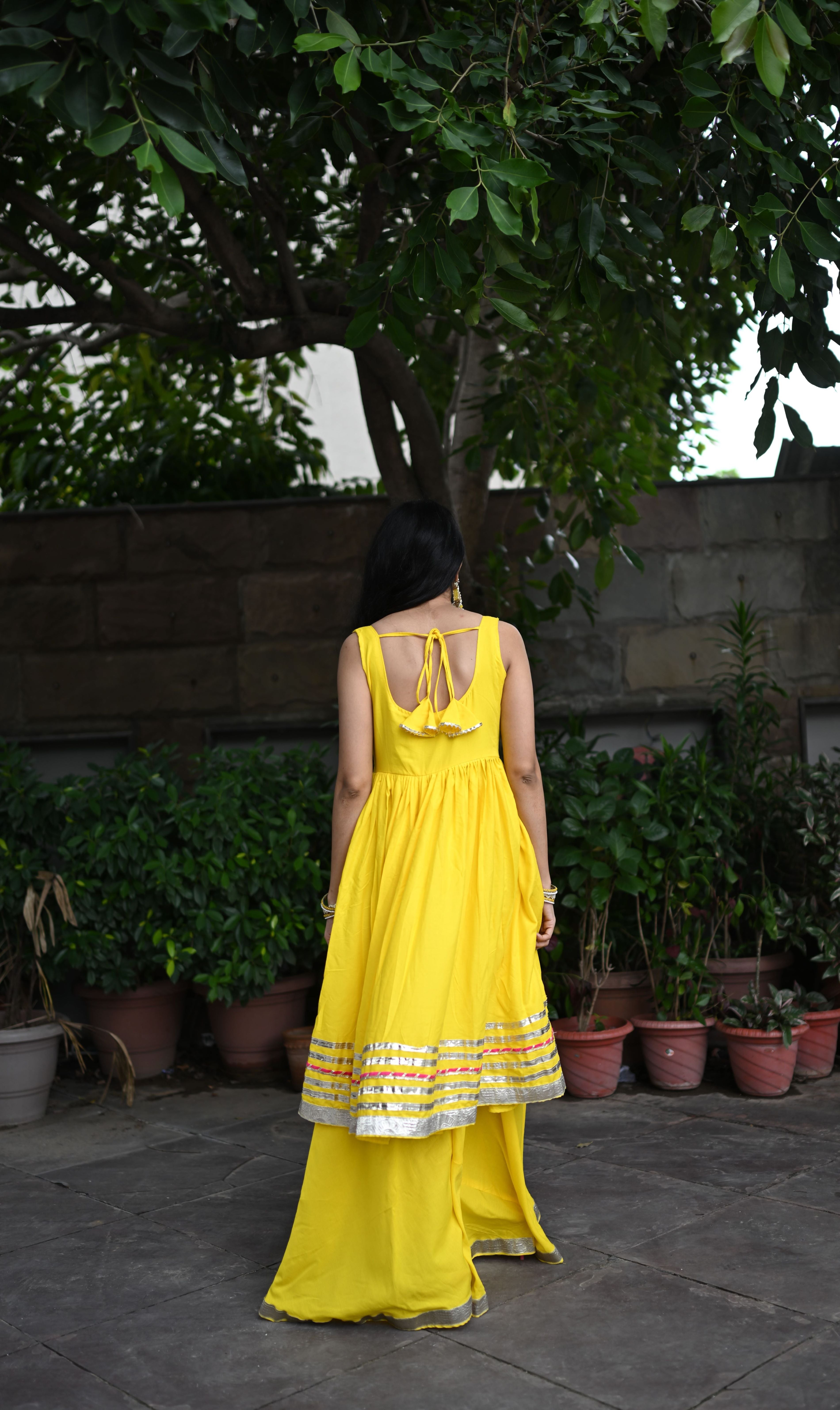 Yellow Anarkali Palazzo Set