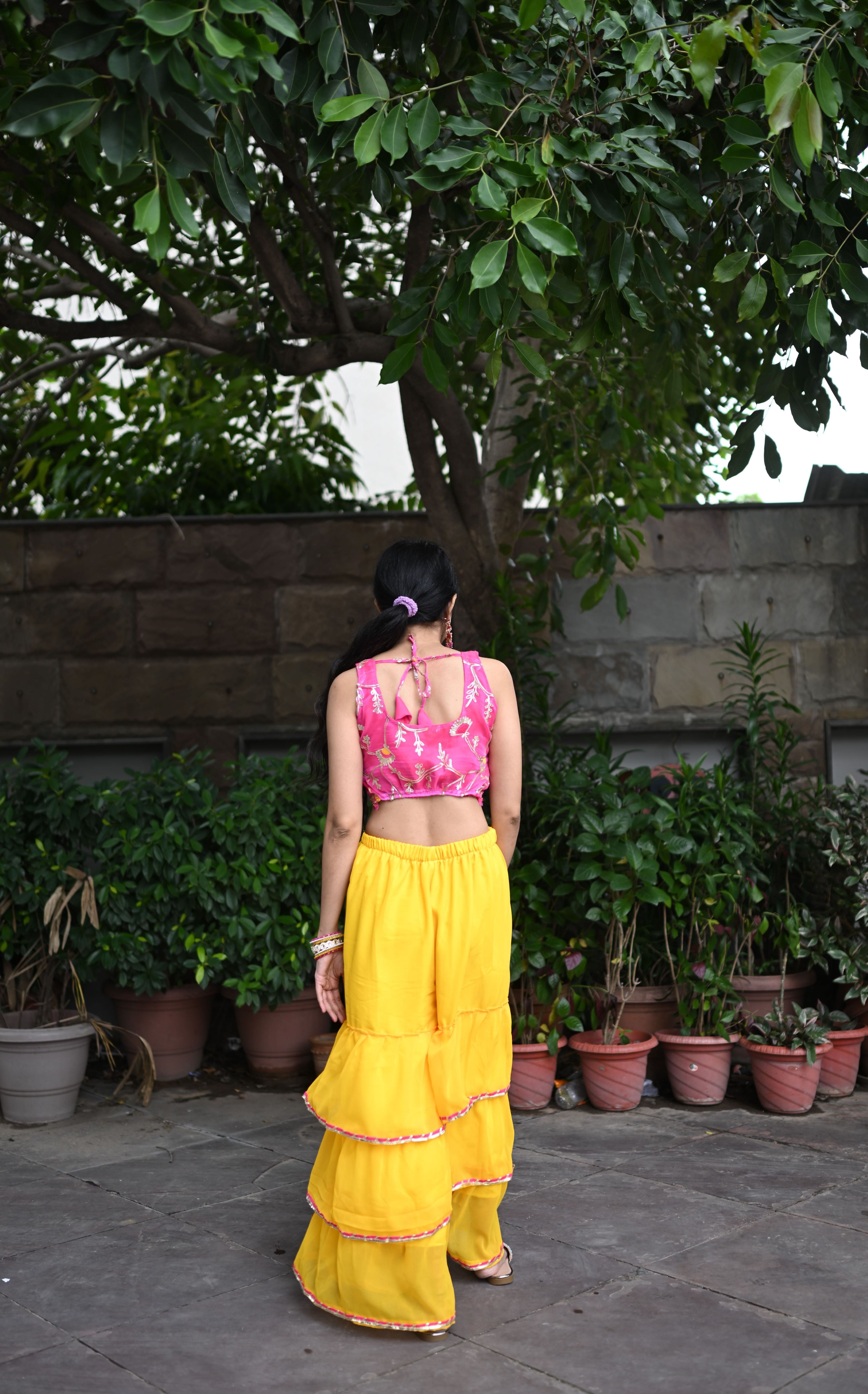 Hot Pink Organza Sharara Set