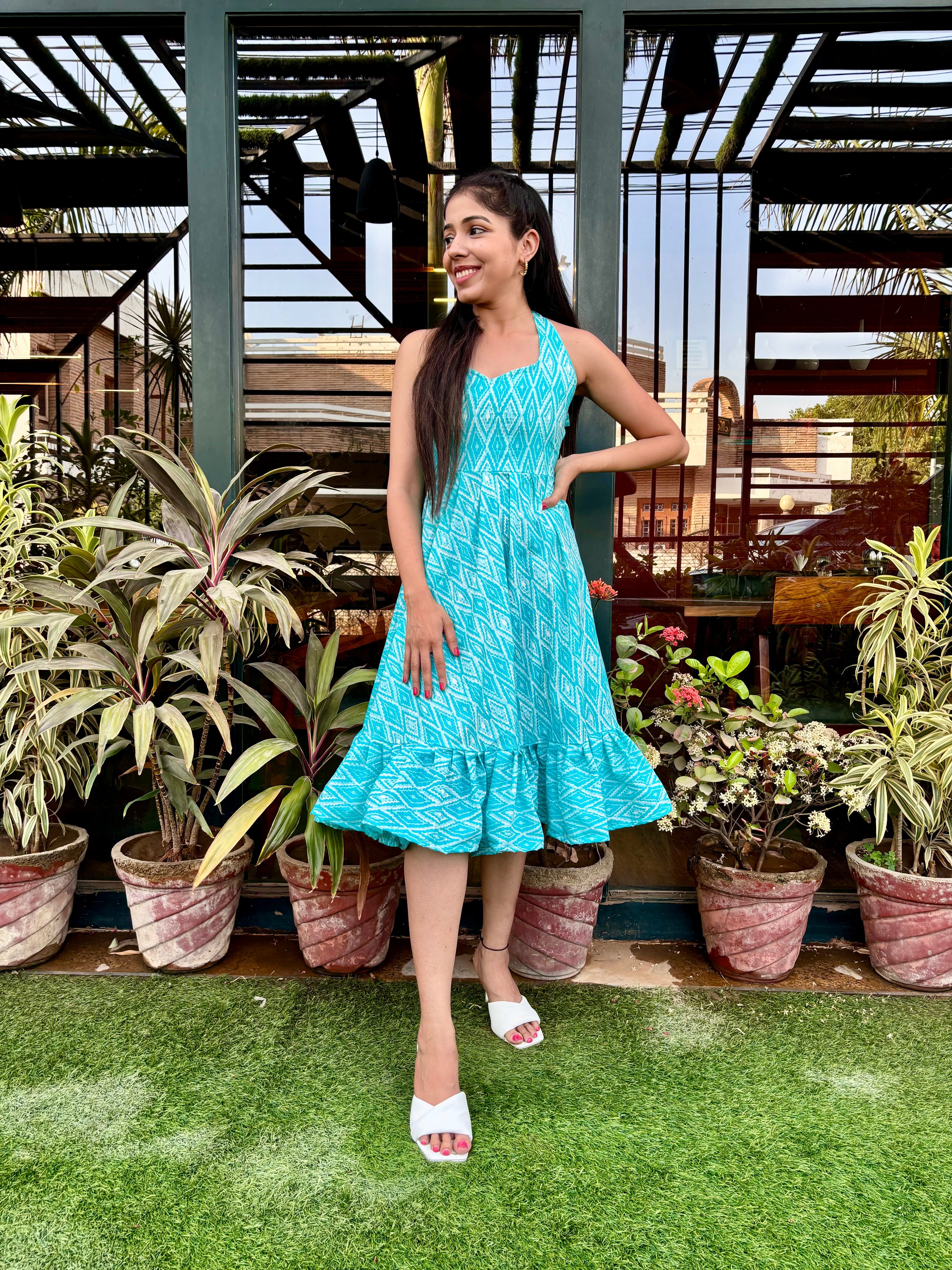 Sky Blue Cotton Summer Dress