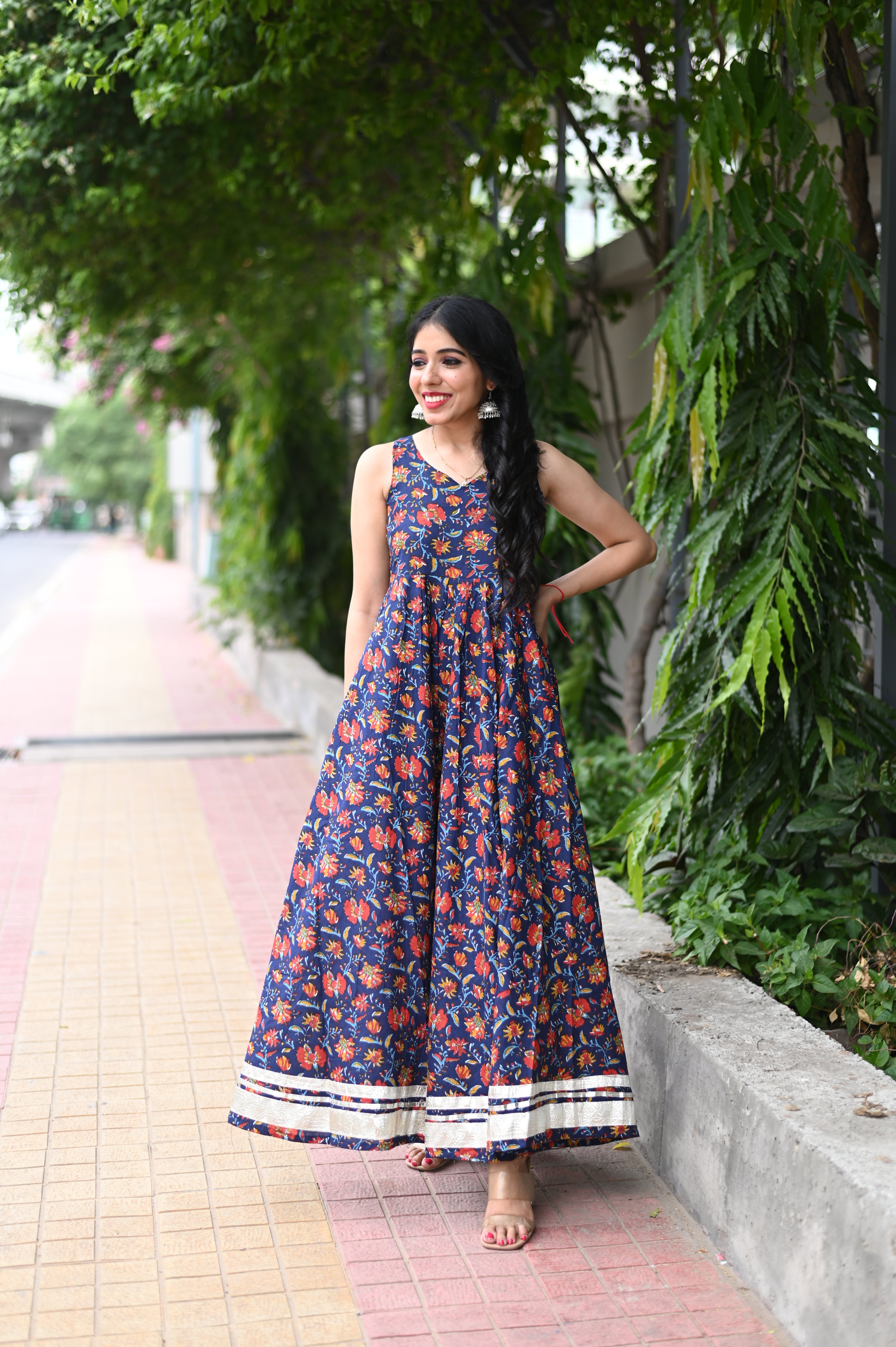 Floral Handblock Printed Dress