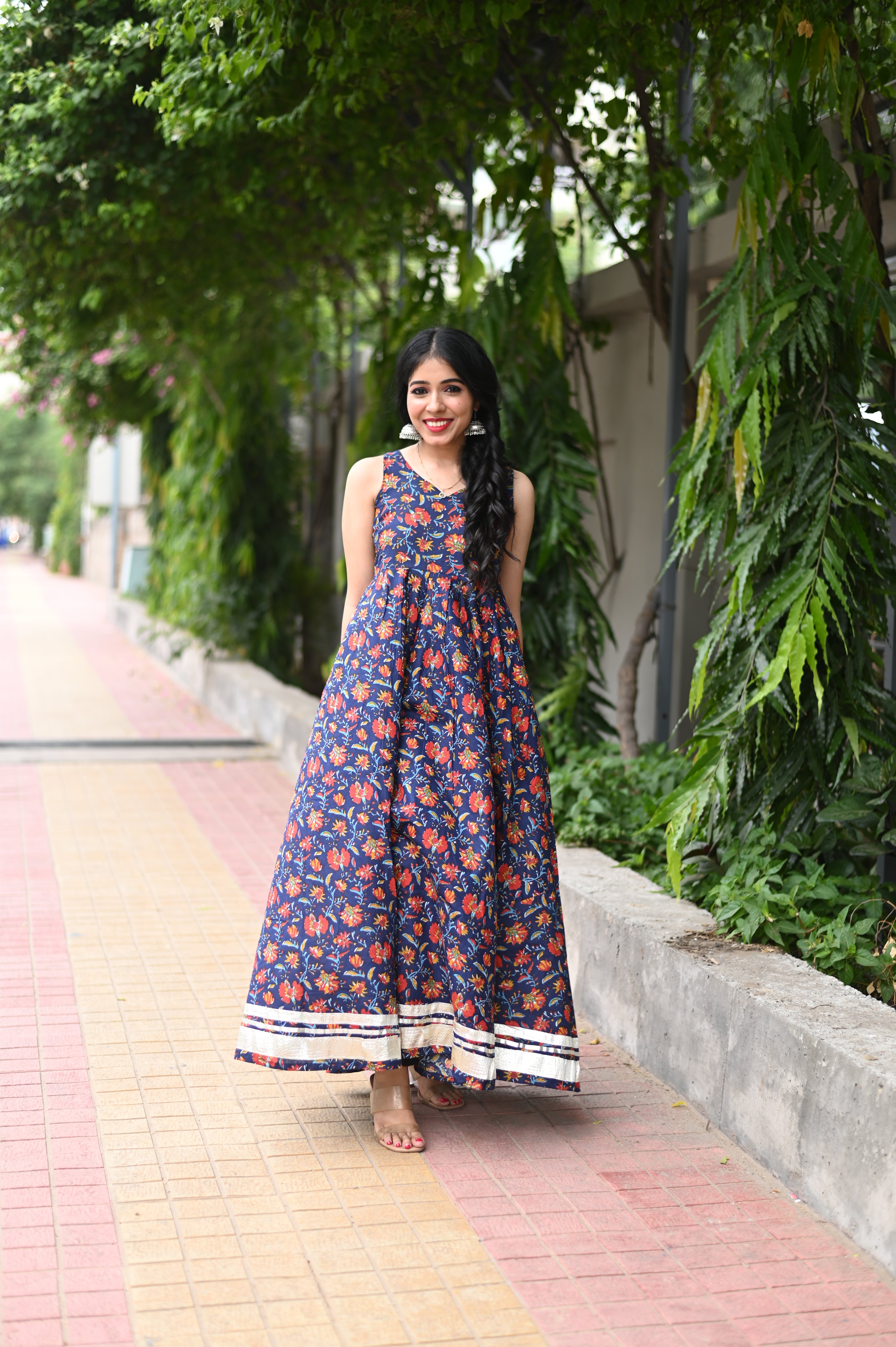 Floral Handblock Printed Dress