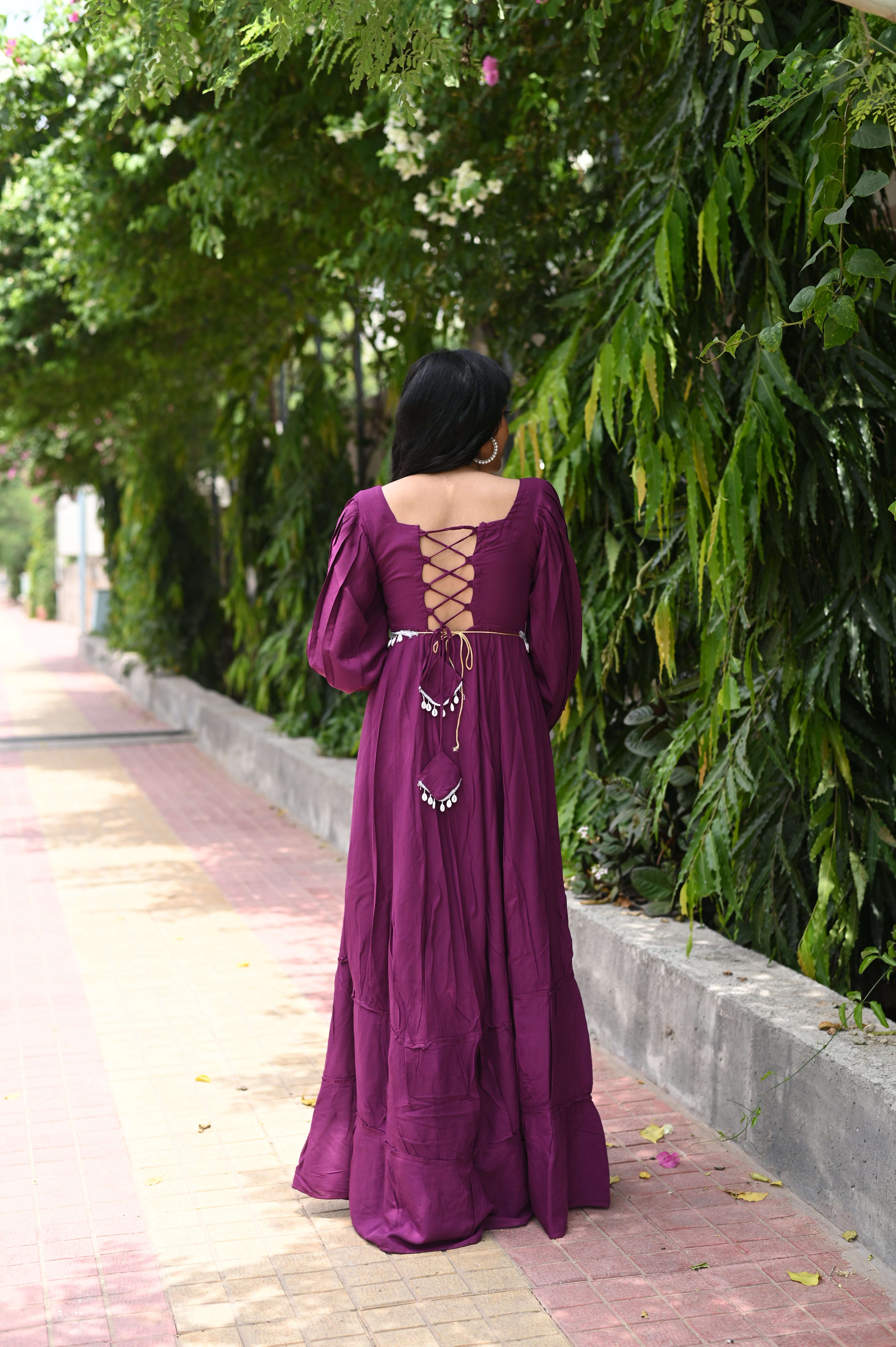 Purple Gown With Designer Belt