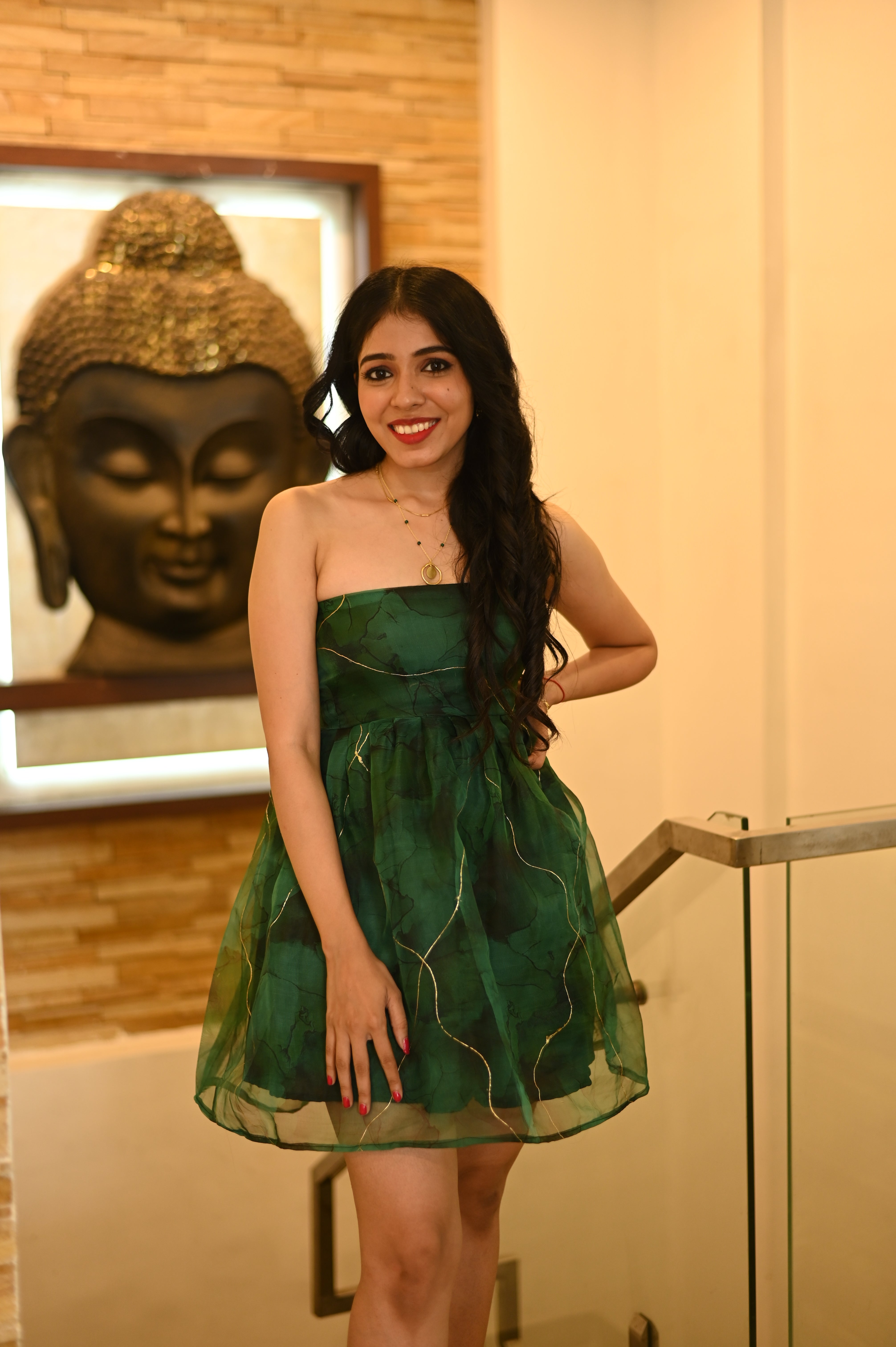 Green Organza Mini Dress