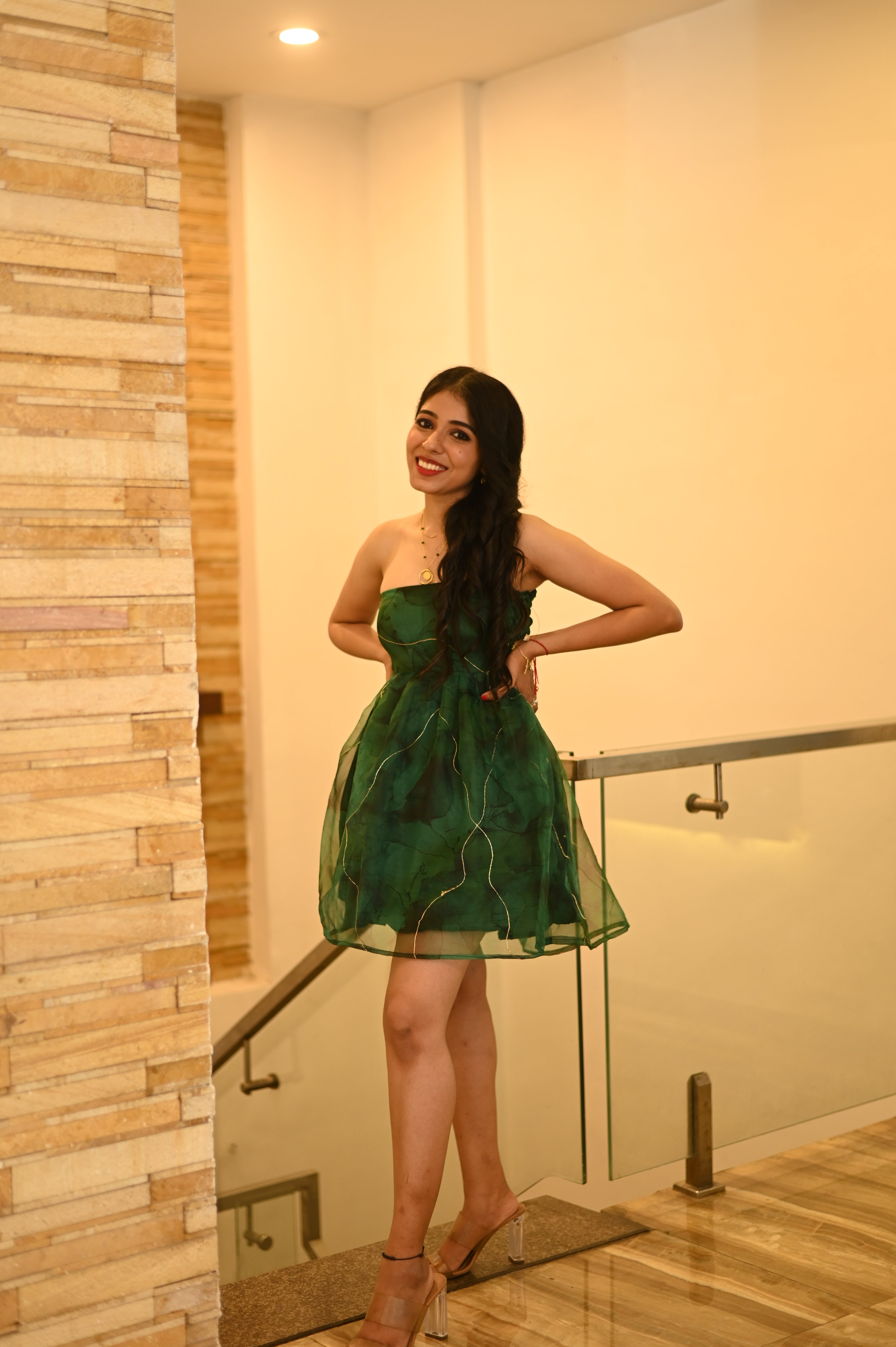 Green Organza Mini Dress