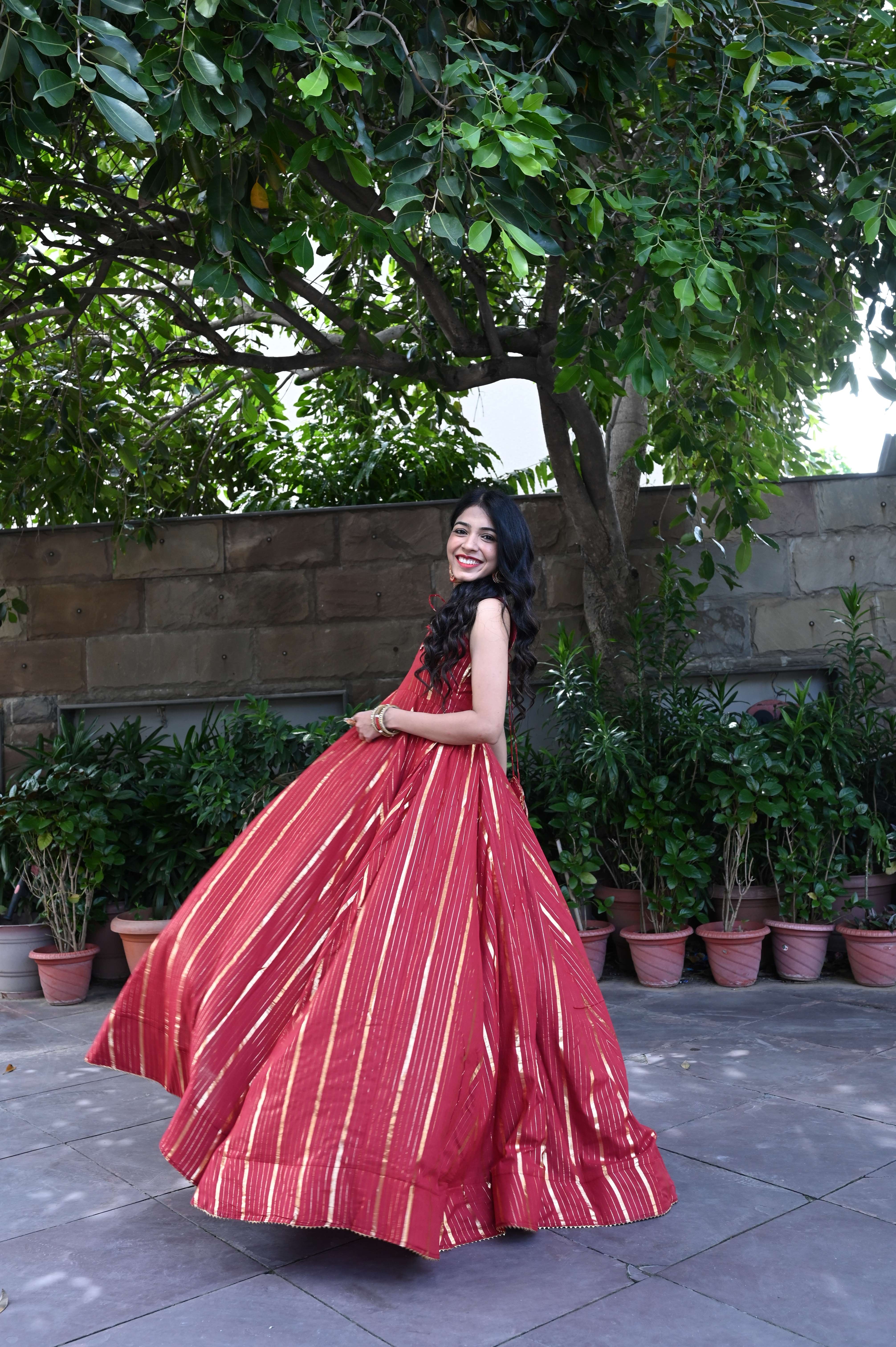 Maroon Designer Backless Gown