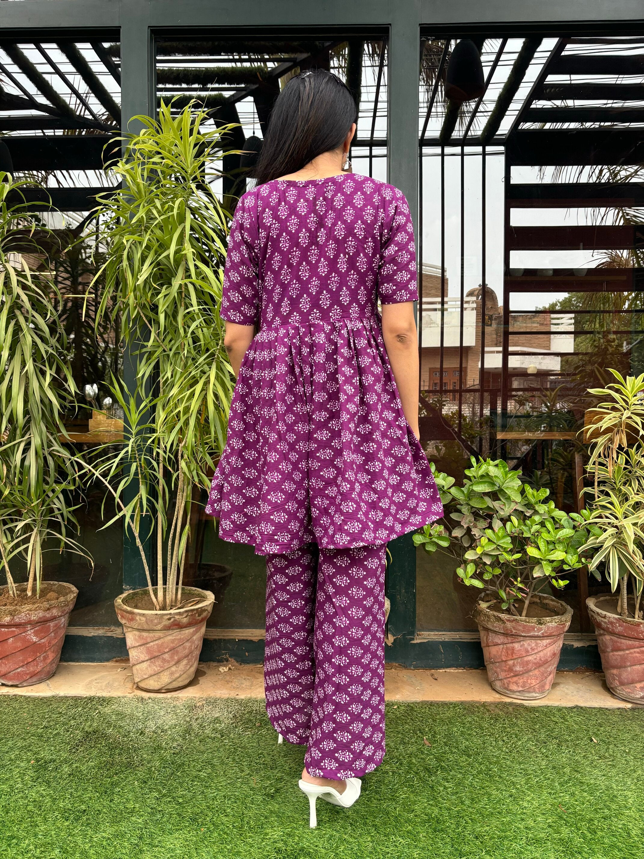 Purple Handblocked Printed Co Ord Set