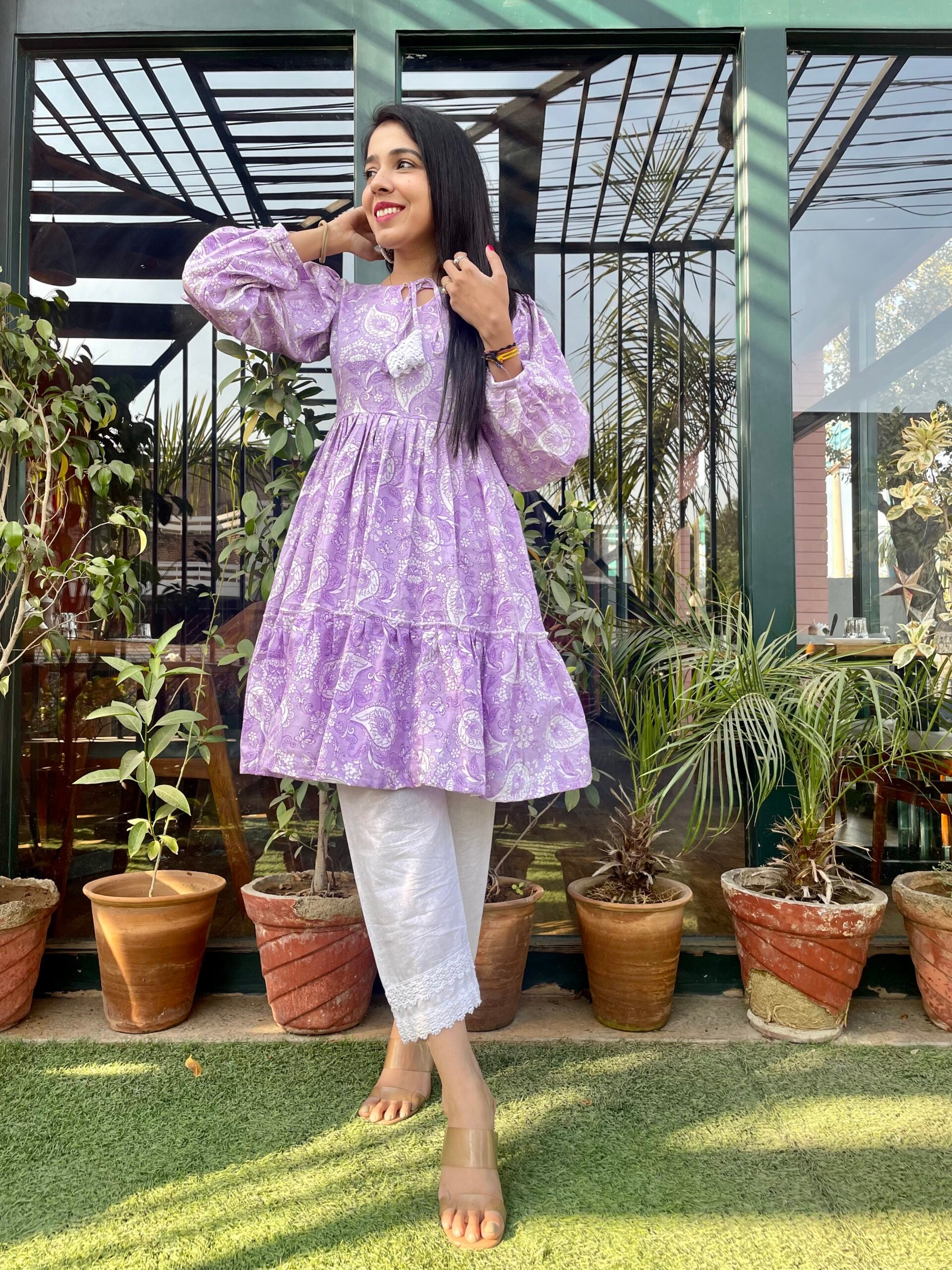 Lavender Block Printed Top