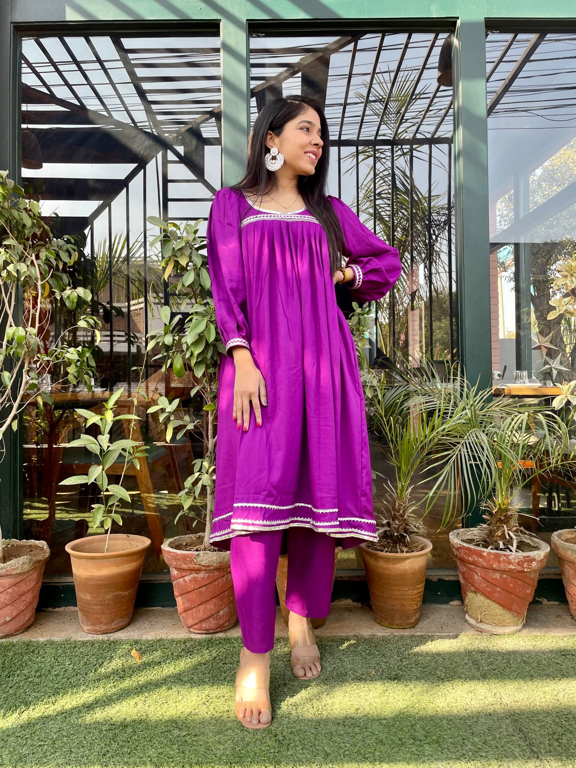 Purple Anarkali Kurta  Set