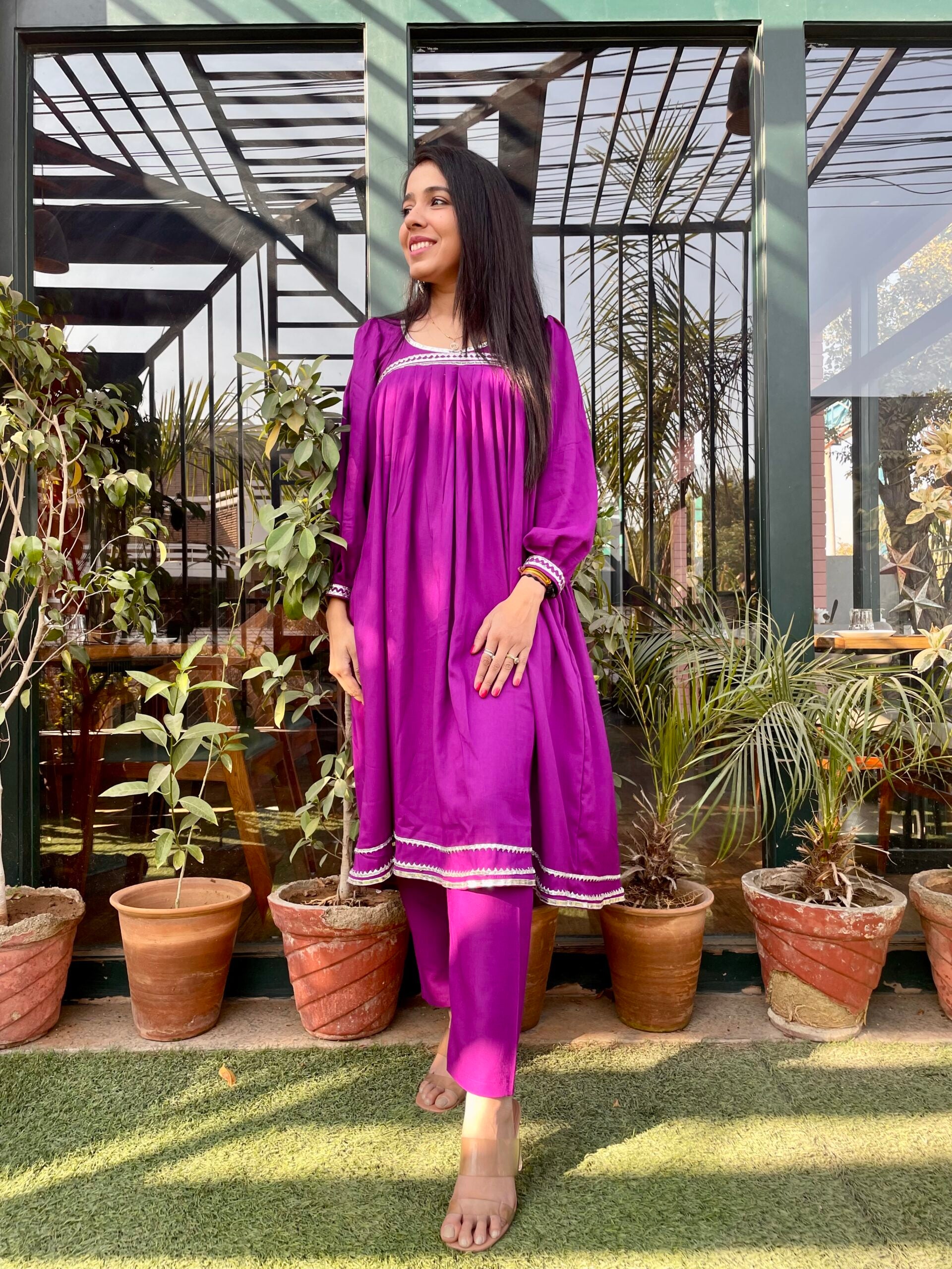 Purple Anarkali Kurta  Set