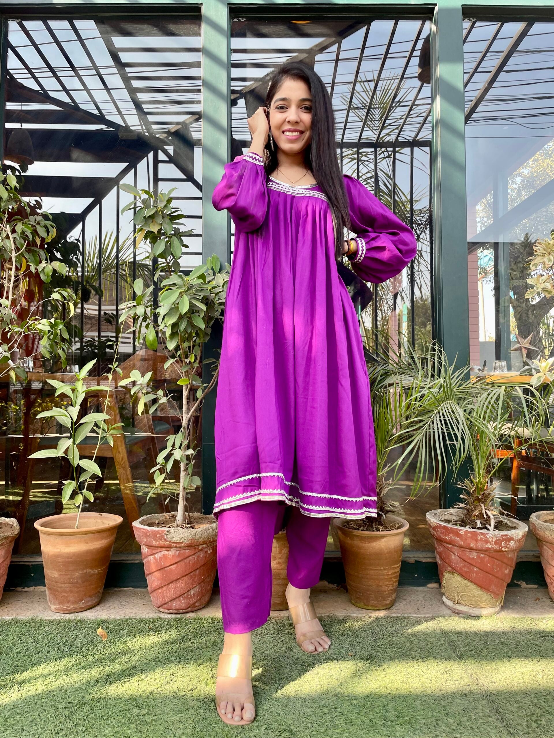 Purple Anarkali Kurta  Set